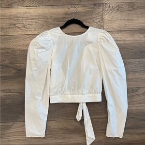 Backless H&M Elegant White Puff Sleeve Top